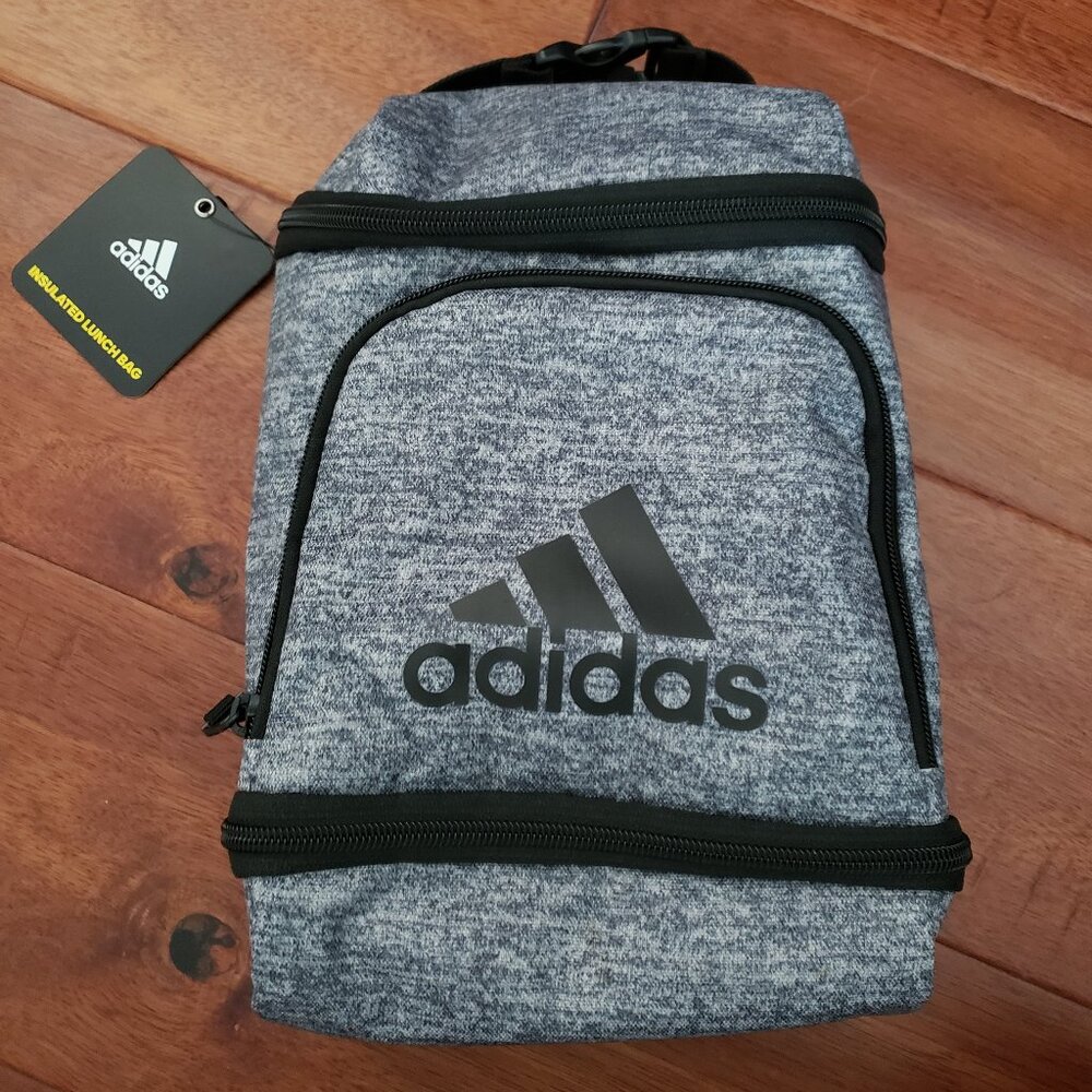 NEW adidas Excel Insulated Lunch Bag 3 Zippered Compartments Jersey Onyx Gray